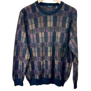 Vintage Segreto Italian Merino Wool Geometric Sweater Men’s Size Medium
